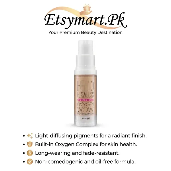 Hello Flawless! Oxygen Wow Liquid Foundation deluxe sample in ’Warm Me Up’ Toasted Beige